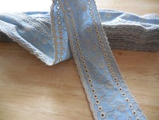 Spitze Borte Nähen Antik hellblau Elefantestickerei Baumwolle ca 9 Meter x 5 cm