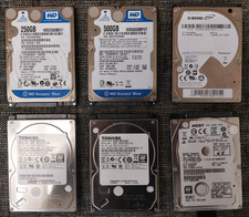 Konvolut 6 Stück Festplatten 2,5" SATA HDD