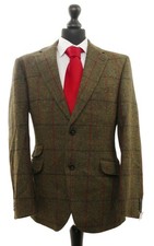 Harris Tweed Wellington of Bilmore Sakko 26 grün kariert 2-Knopf Patches wie Neu