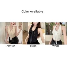 Ärmelloses Spitzenband Weste für Damen Slim Fit Kurzkragen Frühling Sommer To