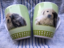2x Kaffeebecher niedliches Dekor "Hund und Katz" angenehme Form neu ungenutzt