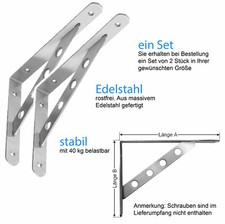 2x Edelstahl Regalträger