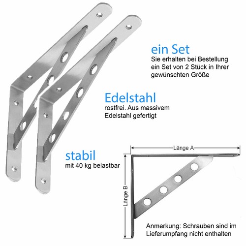 Edelstahl regalträger - 2x,