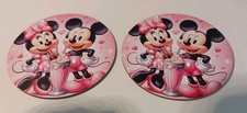 2 Untersetzter/ Holz/ Micky & Minnie Mouse/ lustig/ bunt/ rund/ Partykeller/Deko
