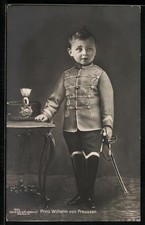 Prinz Wilhelm, Portrait in Husarenuniform als Kind, Ansichtskarte 