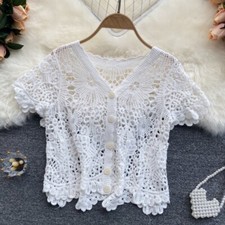 Damen Häkel Spitzenbolero