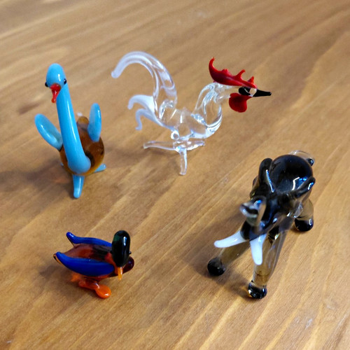 4er set glas tierfiguren aus - tierfiguren,