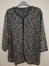 Modische Strickjacke von X-TWO in Gr. 54/56 in Schwarz/Weiss mit Kunstleder NEU!