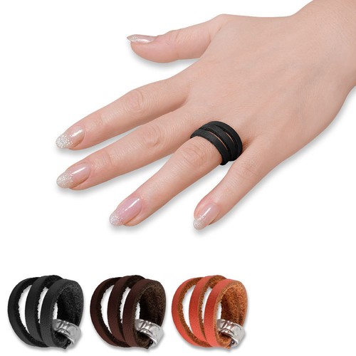 Gewickelter leder ring - leder-ring, braun