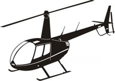 Aufkleber Heli Hubschrauber Robinson R44 -schwarz- 15 cm
