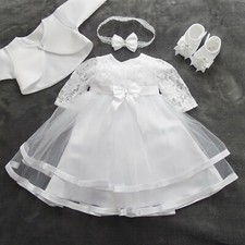Set 4-Tlg Taufkleid Stirnband