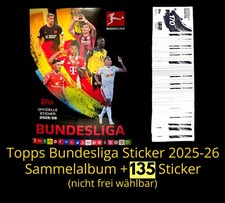 Topps Bundesliga STICKER 25/26 – Sammelalbum + 135 Sticker (ohne doppelte)