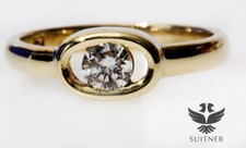 wertvoller Design Ring mit 0,30ct Brillant aus 585 Gold Unikat - ovales Mittelfe