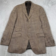 Polo Ralph Lauren Sakko Herren 46 L Braun Leinen Sport Blazer Fischgrät Italy