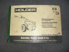 Betriebsanleitung Bedienungsanleitung Handbuch HOLDER Einachser E9 / E9D 1981