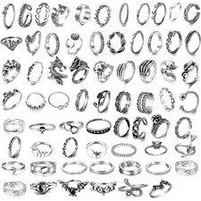 Vintage Punk Ringe Set Silber