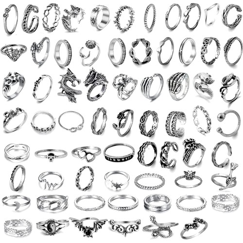 Vintage punk ringe set silber - vintage,