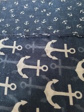 Maritimer Loop-Schal, blau/weiß,  70x87 cm, kl. und gr. Anker, Top Zustand