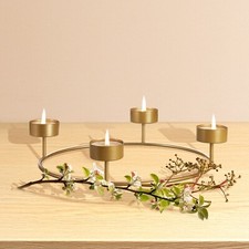 Kerzenhalter Gold 27cm für 4 Teelichter skandinavisch matt Tischdeko modern