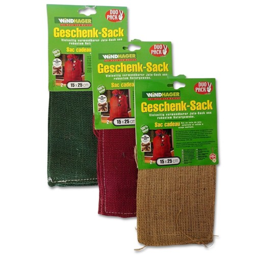 Jute geschenk sack 15x25cm - jute, geschenk-sack