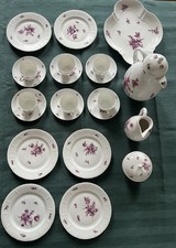 Nymphenburg Porzellan Kaffeeservice Korb Blume Purpur, für 6 Personen