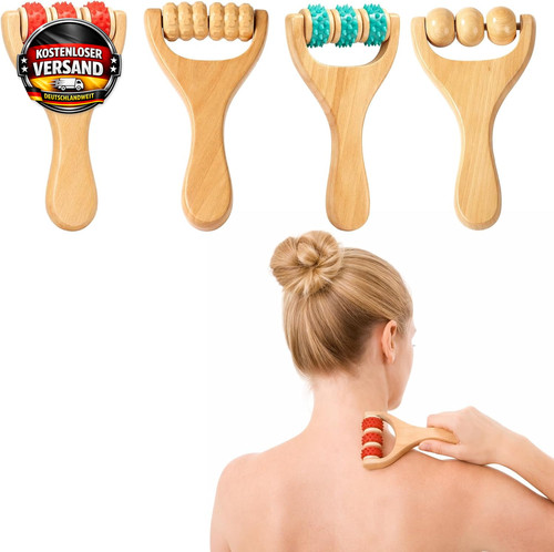 Holzmassageroller set 4er - holzmassageroller,