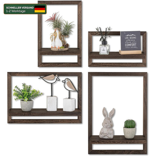 Wandregal holz dunkelbraun - holz,