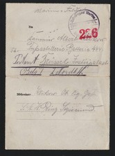 Dt. Marine- Schiffspost 1916, Kartenbrief SMS "Prinz Sigismund" nach Belgien