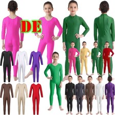 DE Kinder Mädchen Jungen Gymnastikanzug Langarm Bodysuit Overall Sport Turnanzug