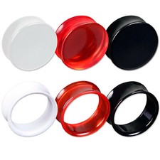3-25mm Plug Flesh Tunnel double flared Acryl Ohr Piercing Kunststoff Tube UFT