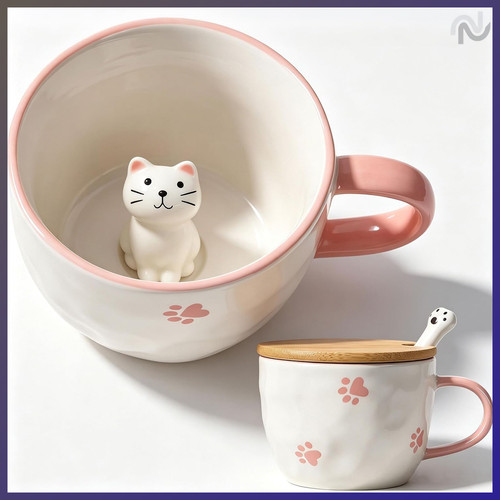 Keramik katze kaffeetasse - keramik,