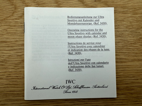Iwc porsche design manual - iwc,