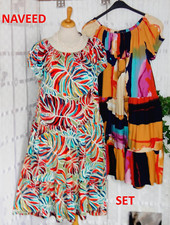 NAVEED MODE 2 x Designer KLEIDER BUNT Motive A Linie Jersey Gr. 2 44 46 48 ?SET