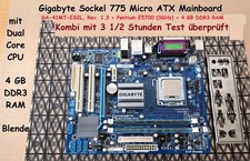 Retro Sockel 775 Micro ATX Board mit CPU, RAM, Blende, GA-41MT-ES2L, getestet