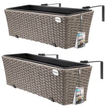 CASARIA 2er Blumenkasten Polyratan  Pflanzkasten Balkonkasten (nur noch Schwarz)