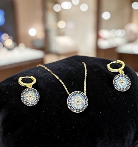 Goldfarben zirkonia schmuck - goldfarben,