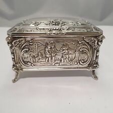 wunderschöne Schatulle /  Dose Silber 800 punziert Handarbeit Hanau Engel Dekor