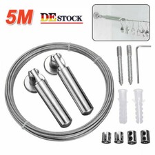 Seilspanner-Set Seilspanngarnitur Edelstahl 5m Vorhang Drahtseil-Gardinenseil DE