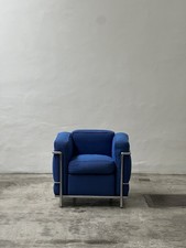 Cassina LC2 Armchair Design Chair Blue Chrome Corbusier