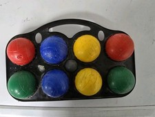 Boccia Boule Set mit 8 Kunststoffkugeln 1 Zielkugel Tragekorb Boule-Set Petanque