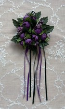 Kleiner Kerzenring lila Rosen Kunstblumen künstliche Blumen  ca. 11 cm