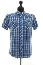 180 117 IX-O Turbine DIVISION Hemd Gr. M weiß  blau kariert Kurzarm Druckknöpfe