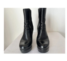 Prada Designer Hirschleder Stiefelette schwarz Plateau Milan Highheel