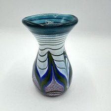 Vase Glas Eisch Glaskunst Muster Kammzug Technik Signiert