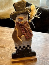Großer Schneemann Deko Holz Natürliche Materialien Vintage 40cm