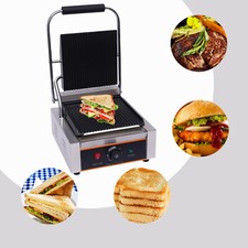Kontaktgrill geriffelt 1800W Gastro Panini Toaster Elektro Grillplatte Edelstahl