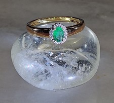 SMARAGD RING Gr 20(CA63) AUS 925/- SILBER VERGOLDET MIT SMARAGD & ZIRKONEN