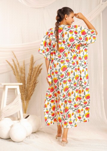 Blockdruck kaftan morgenmantel - blockdruck,