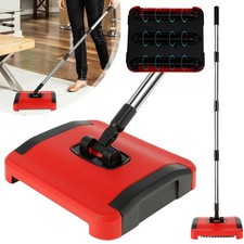 Teppichkehrer Manuell 3 Rollbürsten Bodenkehrer Teppichbürste Teppichreiniger