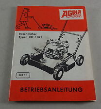Betriebsanleitung / Handbuch Agria Rasenmäher Typ 311 / 321 Stand 03/1973